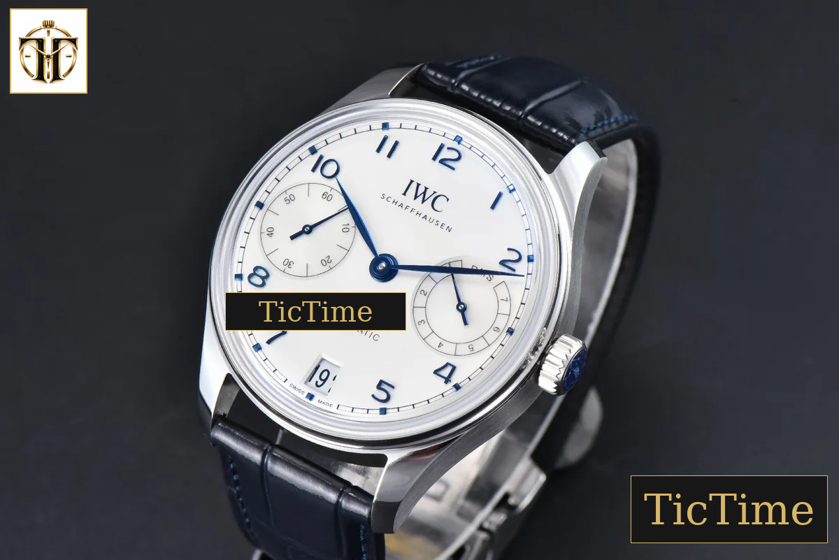 Portugieser Automatic 7 Days IWC0559A 42mm APSF SS White Dial Blue Numeral Markers Black Leather Strap A52010 — foto 3