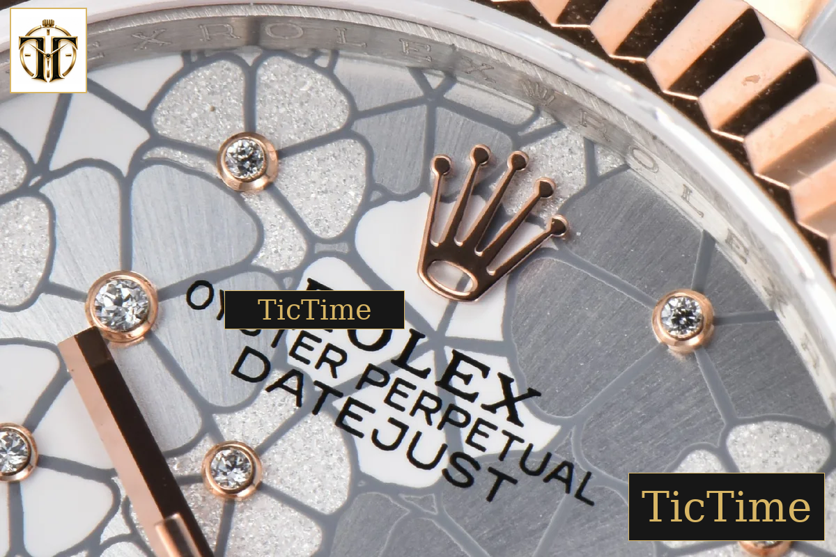 DateJust 904L 31mm GMF RG/SS Fluted Bezel Silver Flowers Dial Oyster Bracelet A2824 — foto 6