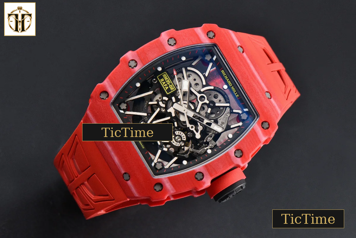 NTPT RM035-02 ZF Red Bezel Black Skeleton Dial Red Crown Red Rubber Strap V7 RMAL1 — foto 3