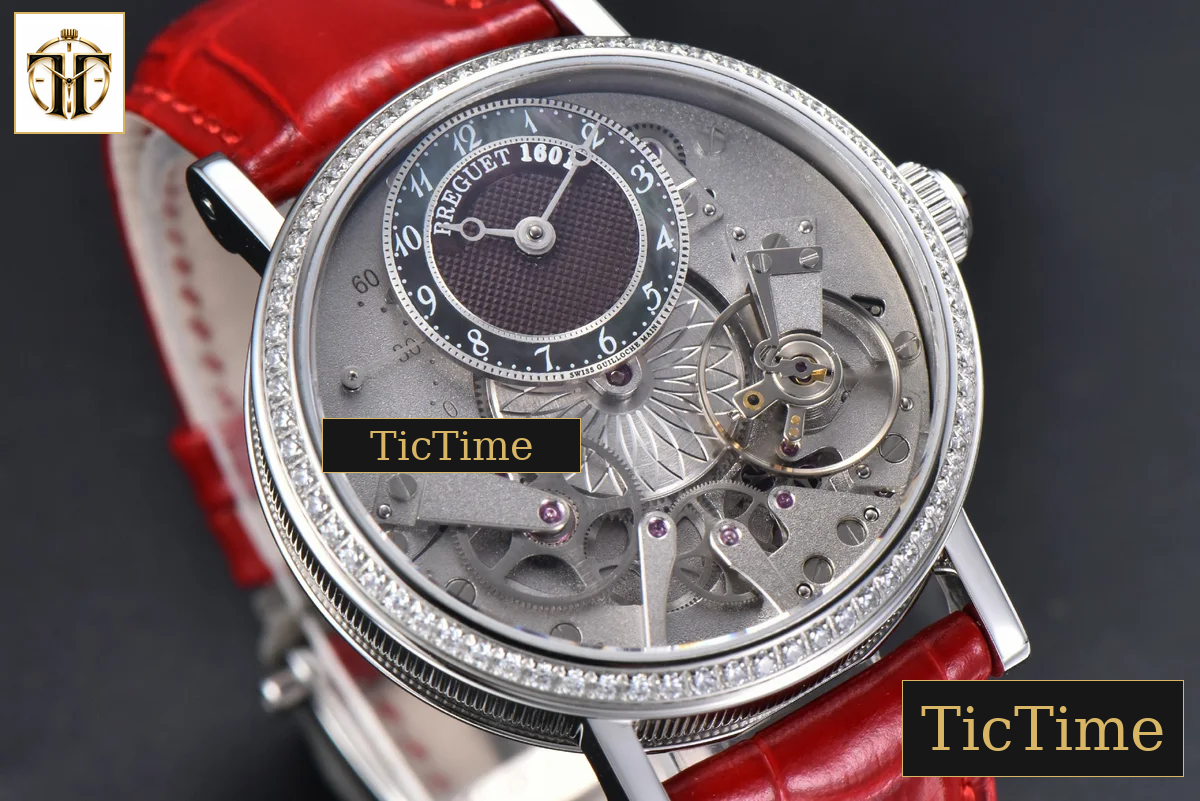 Tradition 7038BB 40mm ZF Diamond White Dial Red Leather Strap A505 — foto 10
