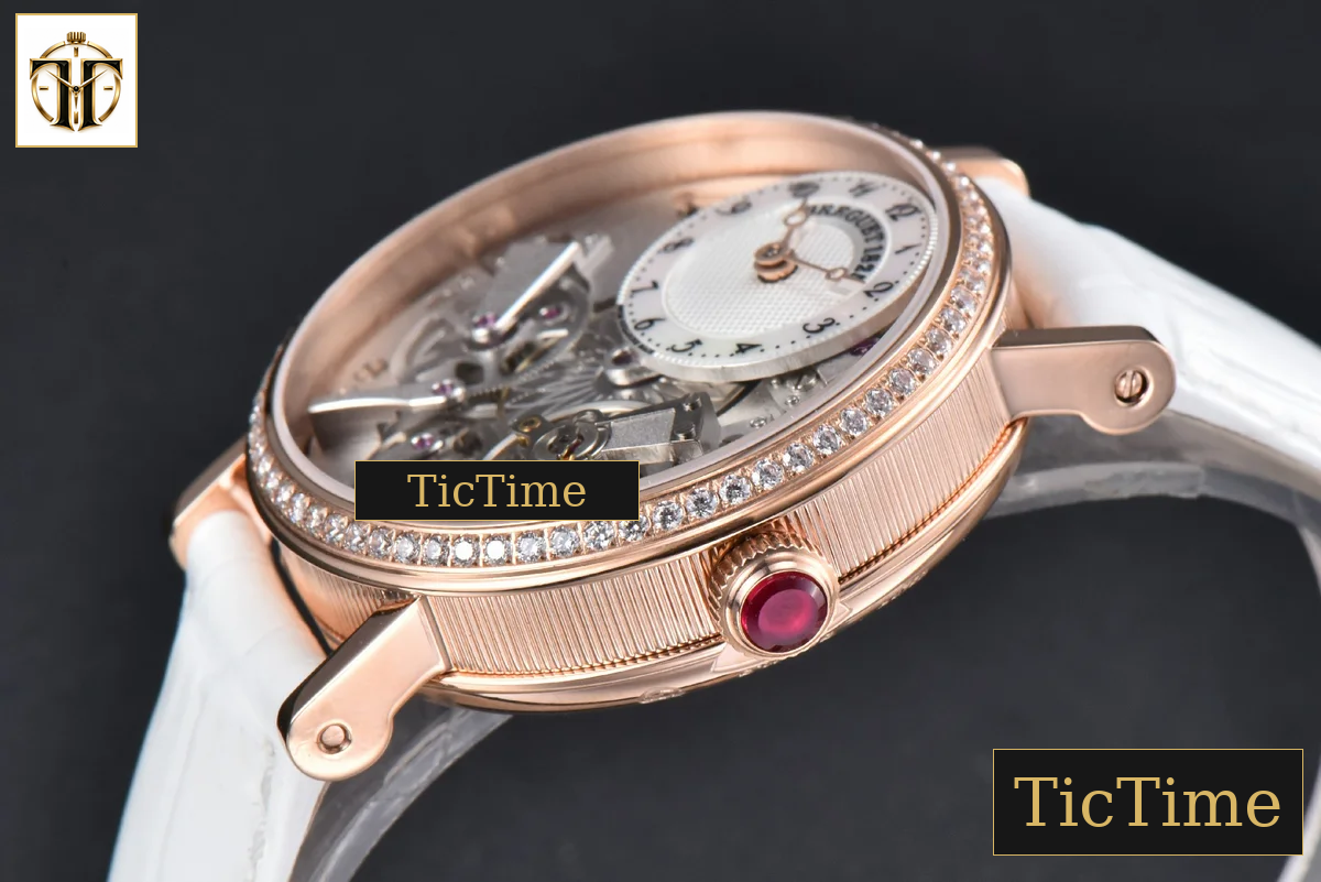 Tradition 7038BR 40mm ZF RG Diamond Gray Dial Silver Subdial White Leather Strap A505 — foto 9