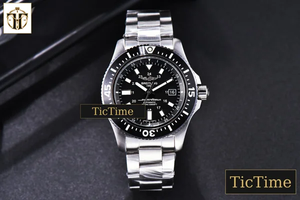 Foto frontal — Superocean 44mm TF Black Ceramic Black Dial Stick Marker SS Bracelet A2824