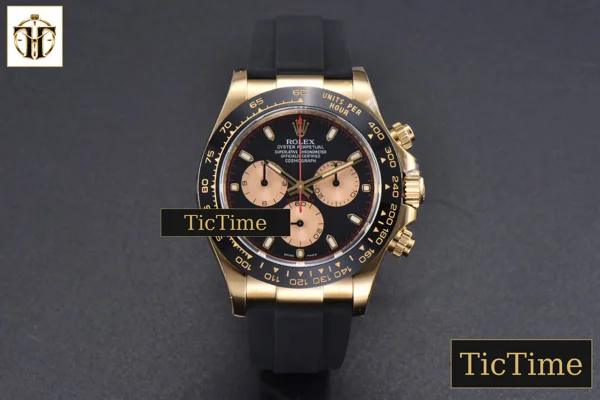 Foto frontal — Daytona 904L 116518 40mm Clean Factory YG Black Dial YG Subdial Oysterflex Strap SA4130