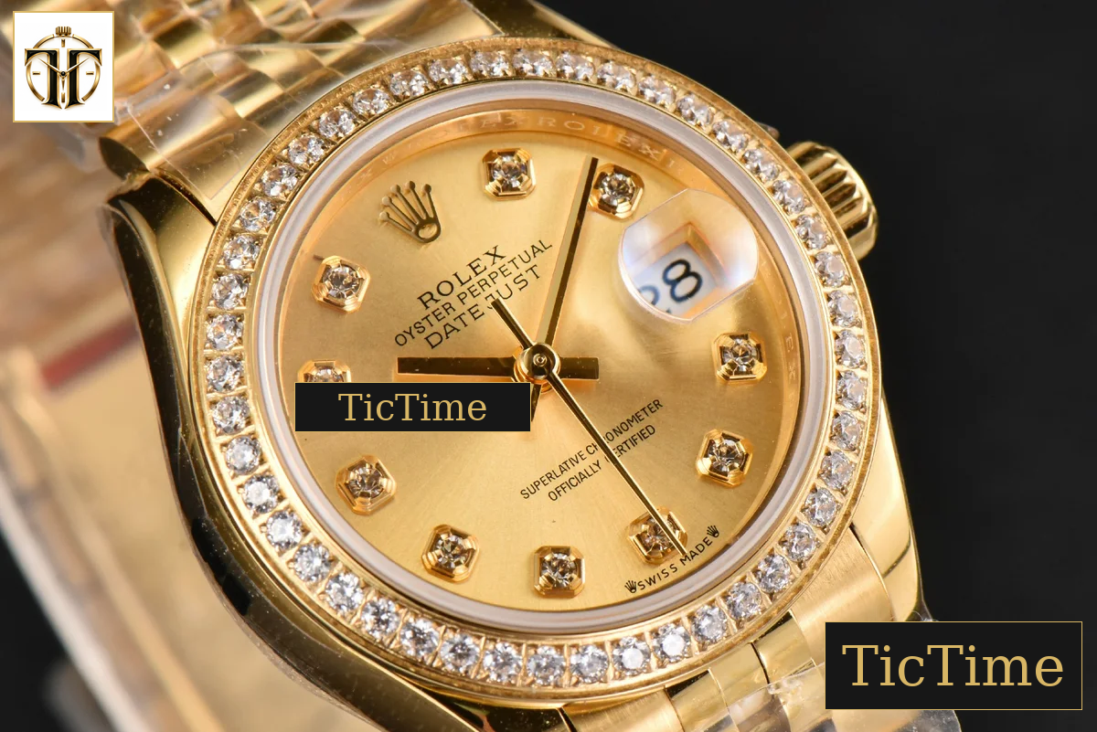 DateJust Ladies 28mm WF YG Diamond Gold Dial Diamond Marker Jubilee Bracelet A2236 — foto 13