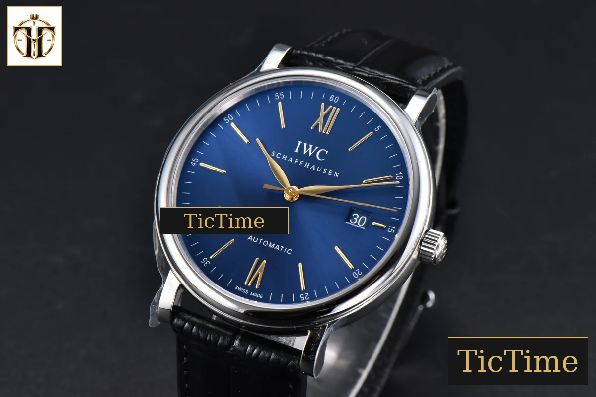 Portofino 40mm V7F Blue Dial YG Hands Black Leather Strap A2892 — foto 4