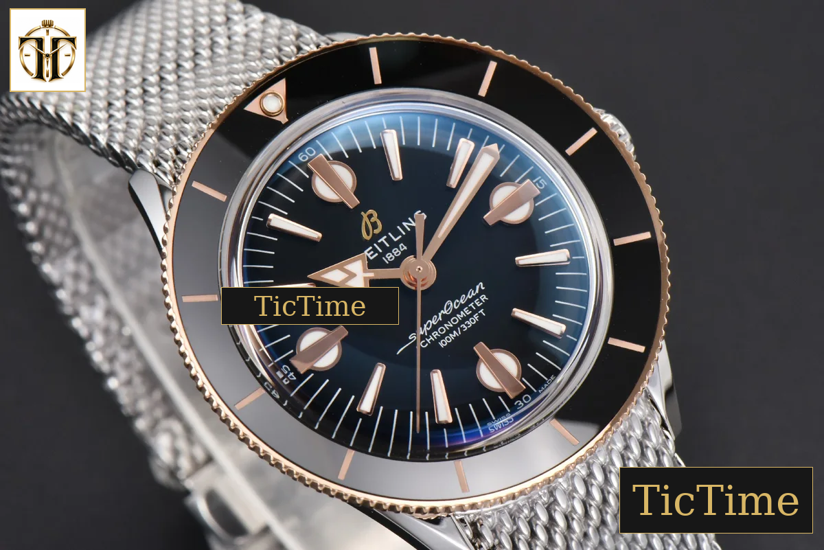 SuperOcean Heritage 42mm GF RG/SS Black Ceramic Black Dial Mesh Bracelet A2824 — foto 12