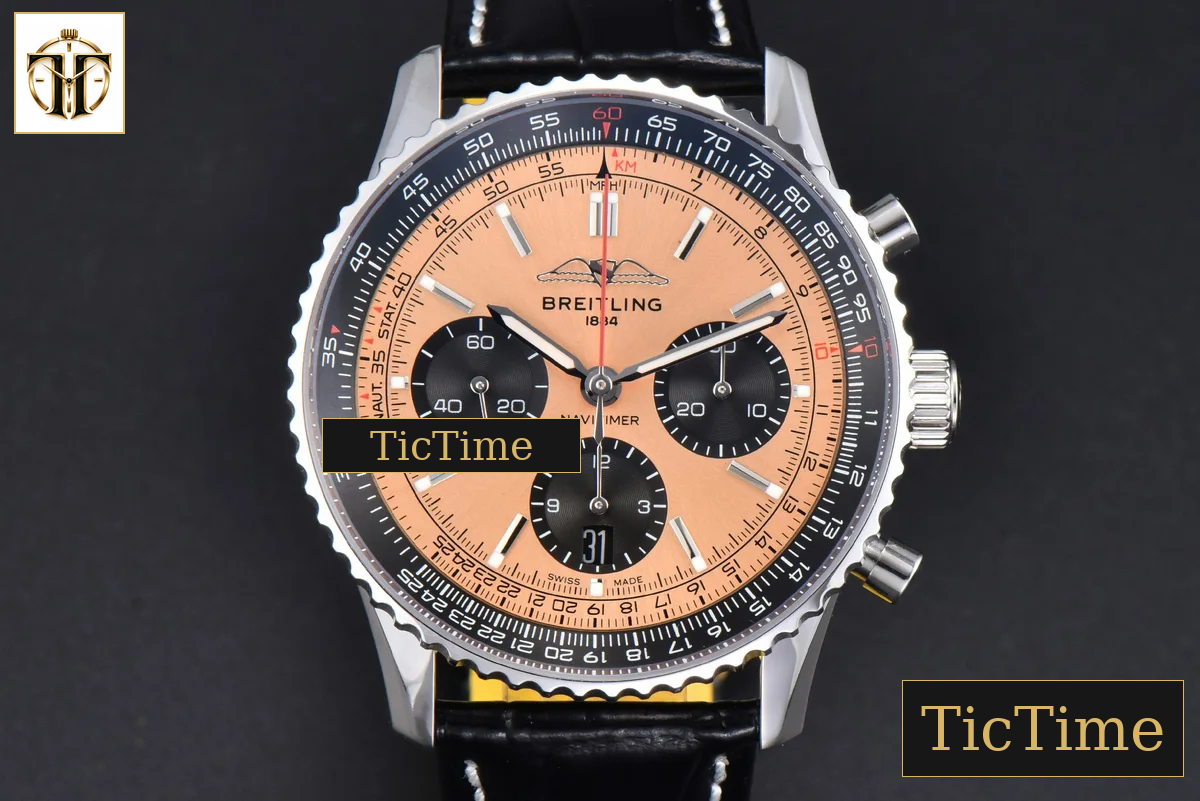 Navitimer B01 43mm BLSF RG Dial Black Subdial Black Leather Strap A7750 — foto 2