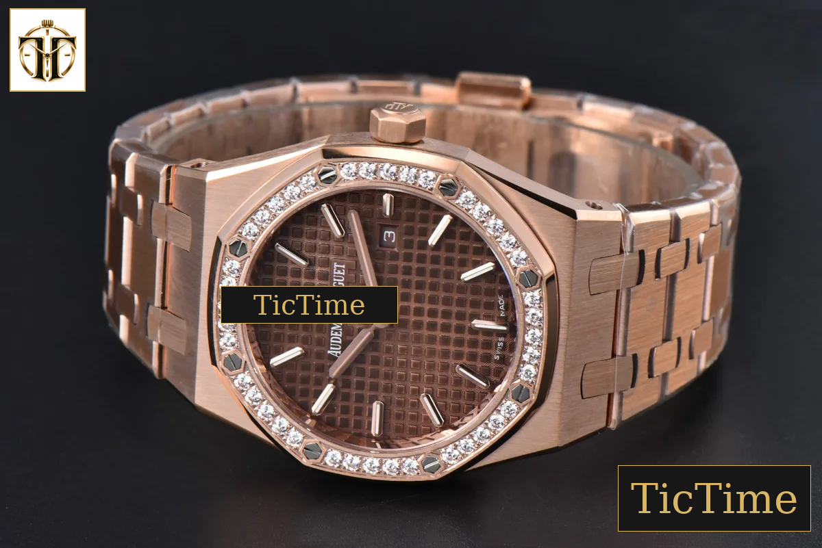 Royal Oak Ladies 67651OR 33mm ZF RG Diamond Chocolate Dial RG Bracelet Quartz — foto 13