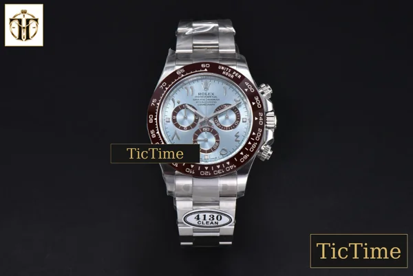 Foto frontal — Daytona 116506 40mm Clean Factory Ice Blue Dial Arabic Markers SS Bracelet SA4130