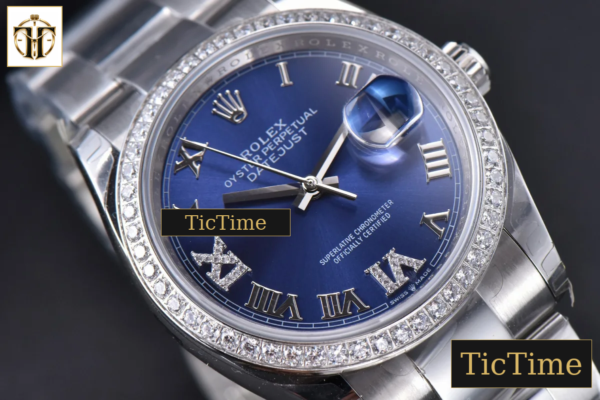 DateJust 36mm EWF SS Blue Dial Diamond Roma Marker Diamond Bezel Oyster Bracelet A3235 — foto 11