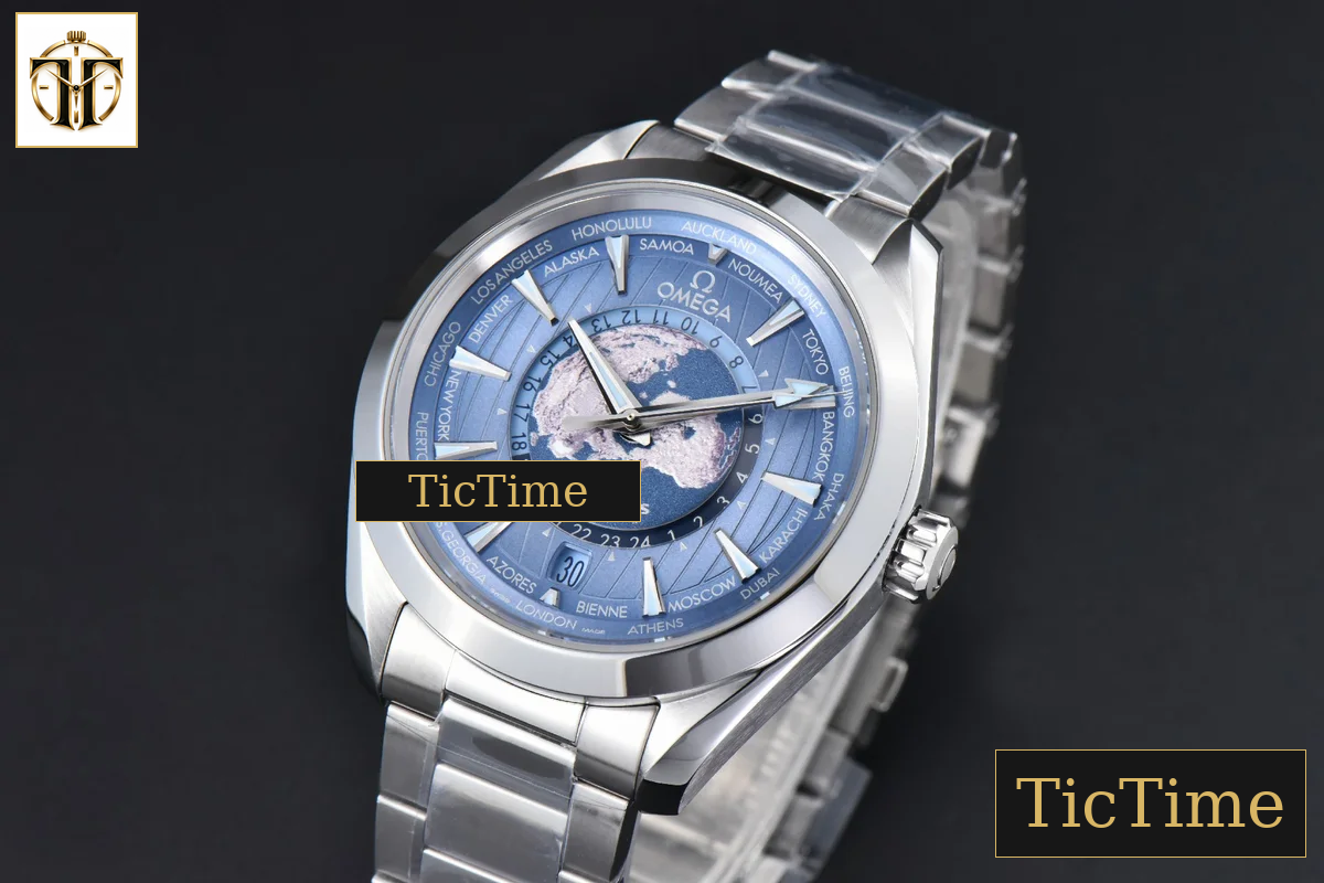 Aqua Terra 150m GMT Worldtimer 43mm VSF Ice Blue Dial SS Bracelet A8938 — foto 4