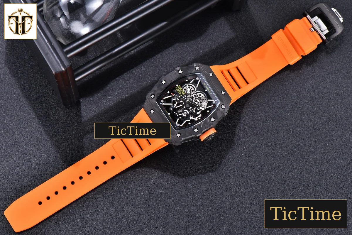 RM035-02 KVF Skeleton Dial Orange Orange Rubber Strap V3 Miyota8215 — foto 25