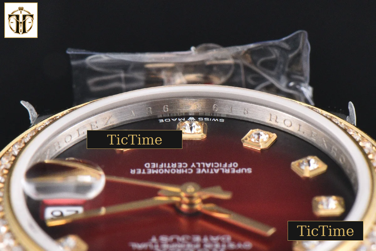 DateJust 904L 31mm GMF Diamond Bezel Red Dial Diamond Marker YG/SS Jubilee Bracelet A2824 — foto 15