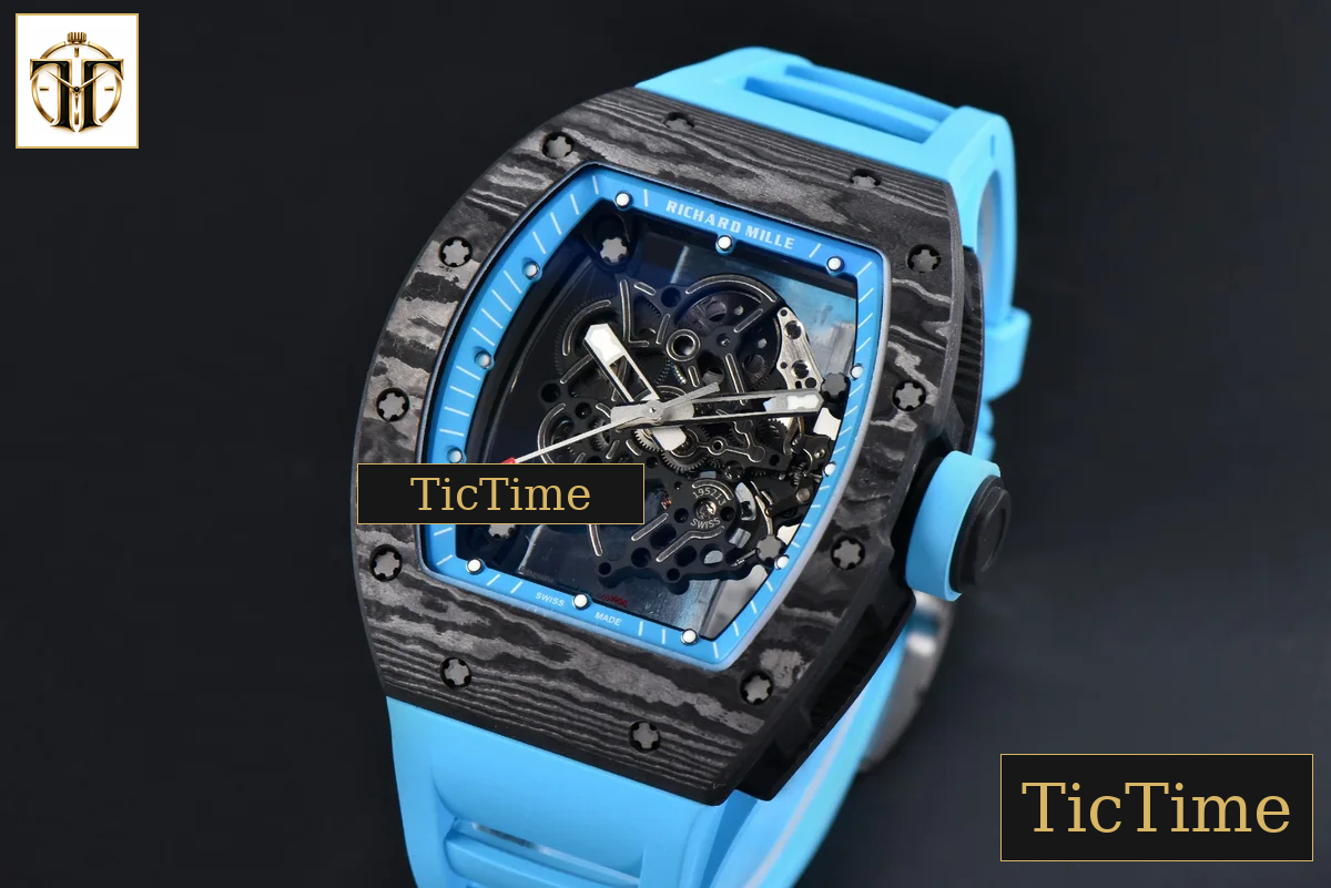 NTPT RM055 42.7mm APSF Blue Skeleton Dial Black Bezel Blue Crown Blue Rubber Strap RMUL2 — foto 4