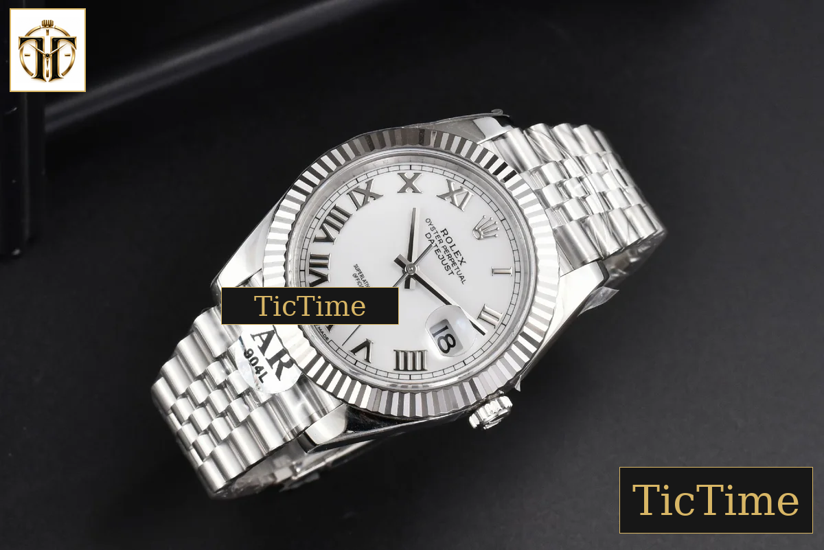 DateJust 904L Fluted Bezel 126334 41mm ARF White Dial Roma Marker Jubilee Bracelet VR3235 — foto 4