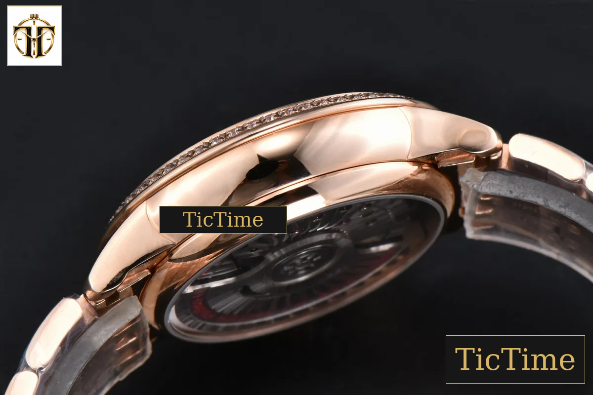 De Ville Ladies Prestige 34mm VSF White Diamond Bezel Purple Dial Diamond Roman Marker RG Bracelet A8800 — foto 14