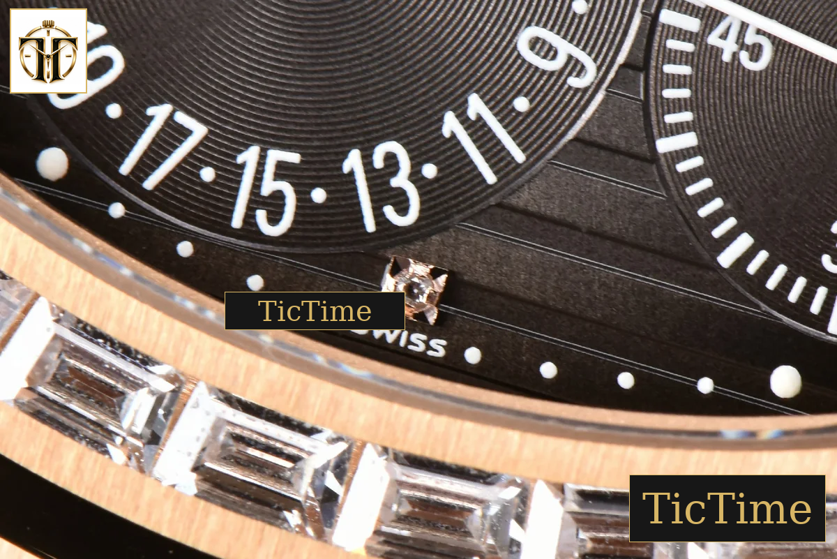 Nautilus 5712 40mm PPF RG Diamond Bezel Gray Dial Diamond Marker Moonphase Brown Leather Strap A240 — foto 9