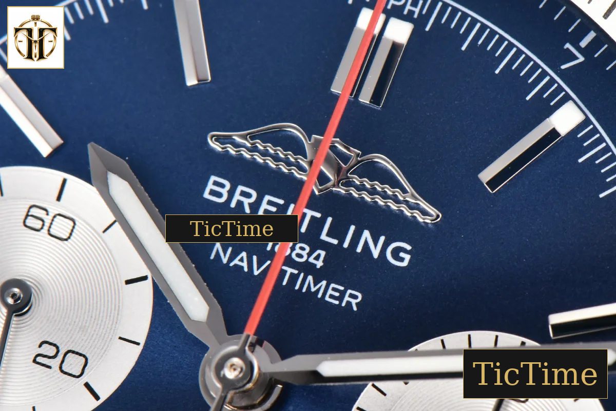 Navitimer B01 43mm BLSF Blue Dial White Subdial Black Leather Strap A7750 — foto 5