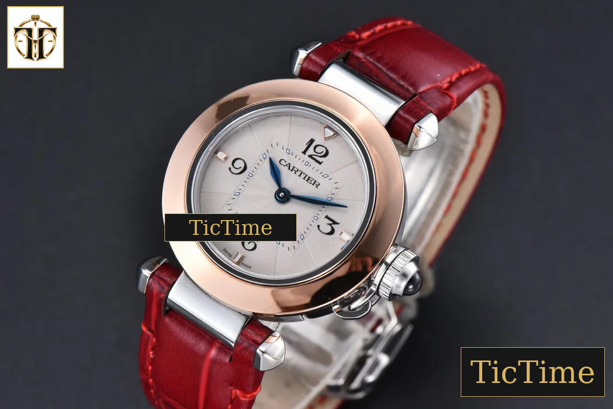 Pasha Ladies 30mm AF RG White Dial Red Leather Strap Jap Quartz — foto 4