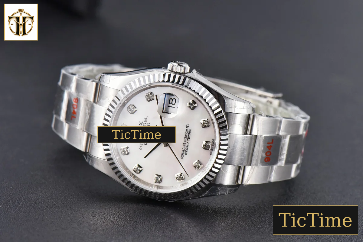 DateJust 36mm GMF SS Smooth Bezel White MOP Dial Diamond Marker Oyster Bracelet VR3235 — foto 16