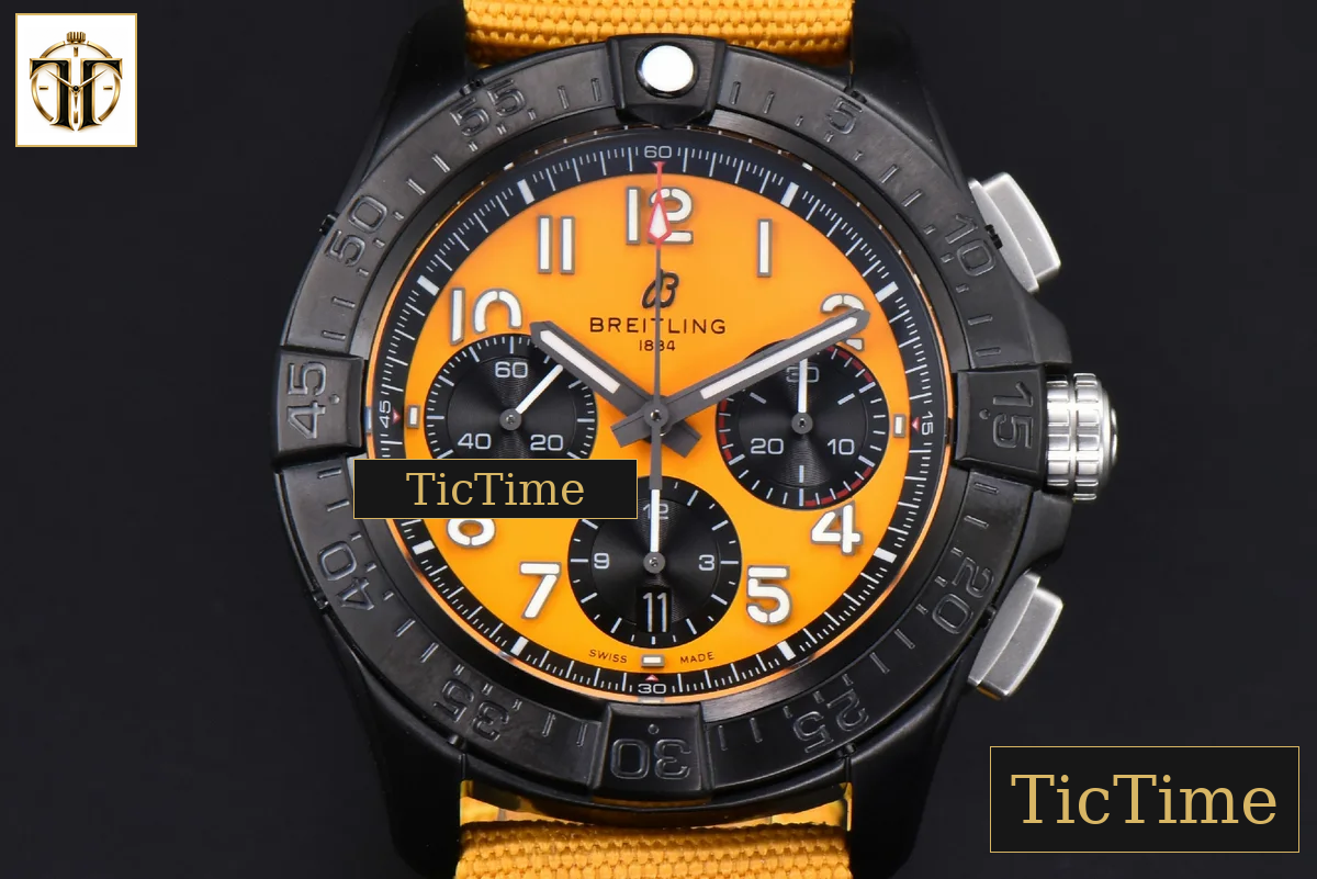 Avenger Chronograph 44mm BLSF Black PVD Orange/Black Dial Orange Nylon Strap A7750 — foto 2