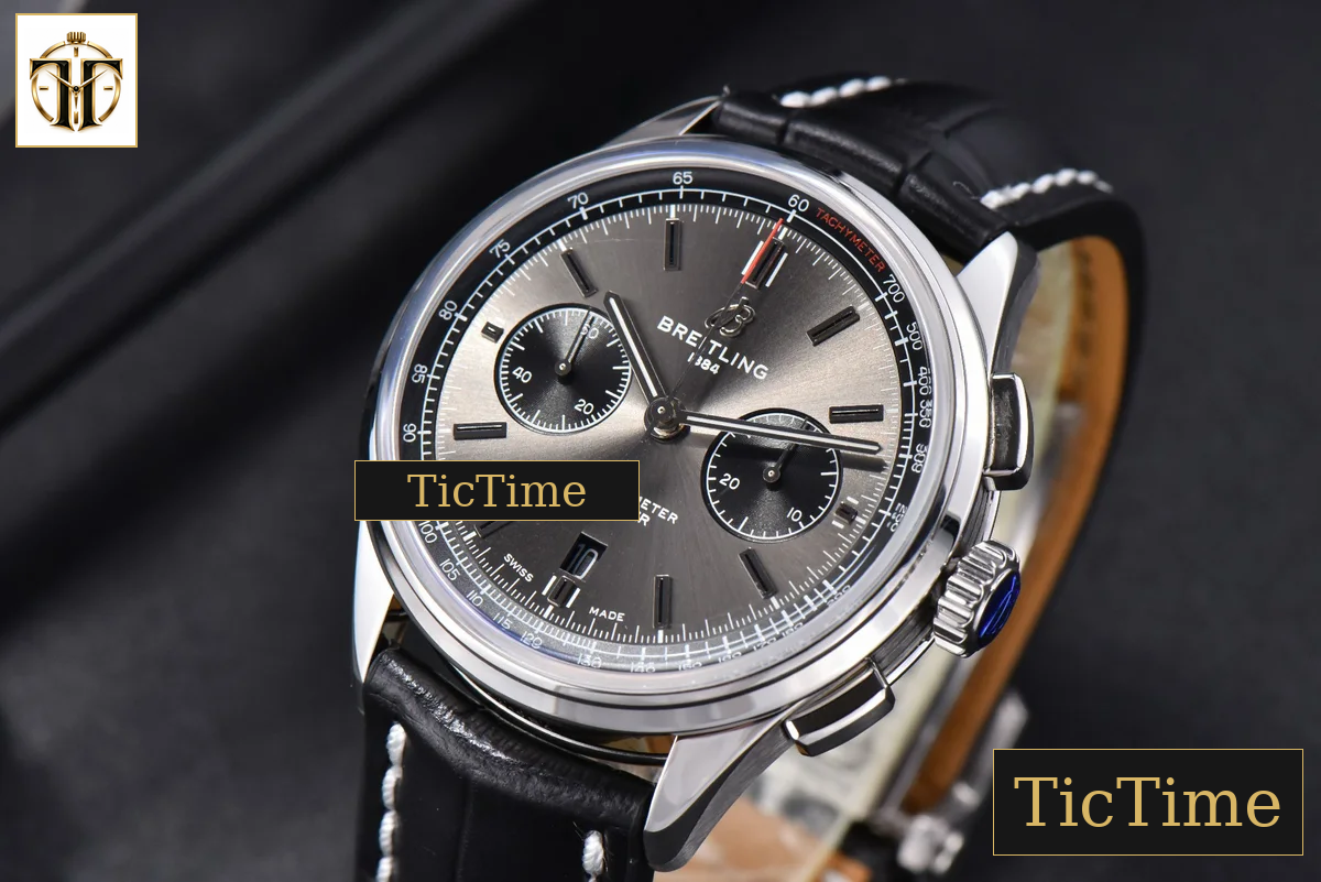 Premier B01 Chrono 42mm GF Gray Dial Black Leather Strap A7750 — foto 4