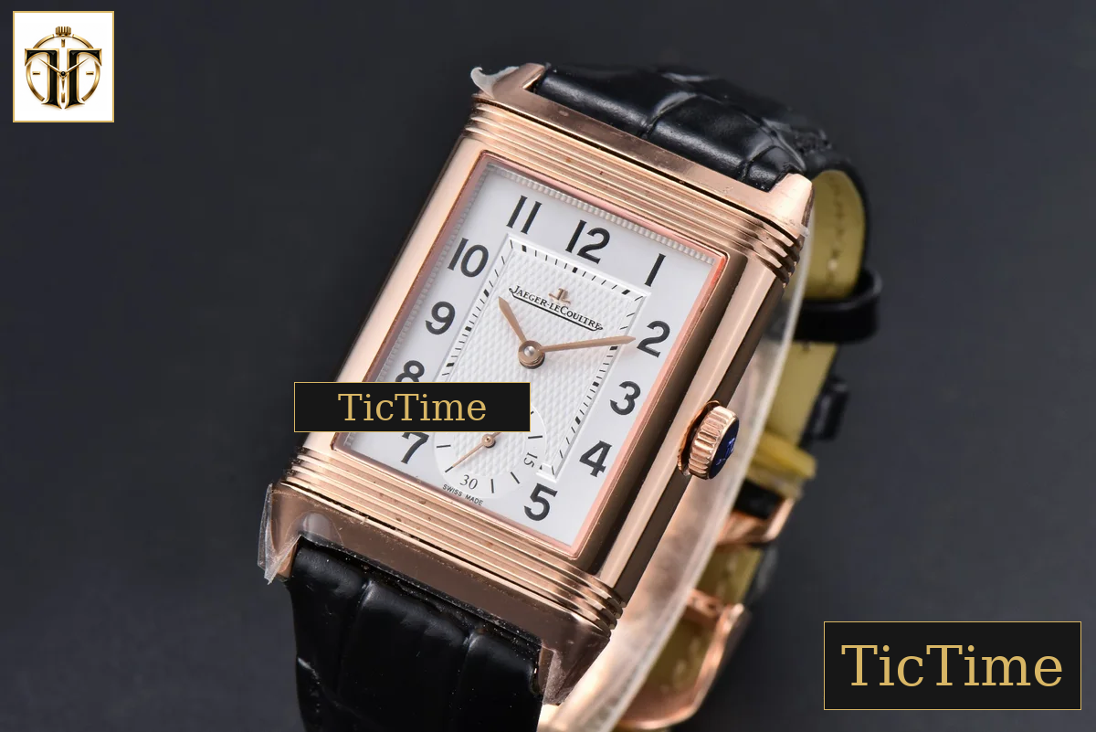 Master Reverso Tribute Small Seconds 30X47mm MGF RG White Dial RG Hands Black Leather Strap A854A — foto 4