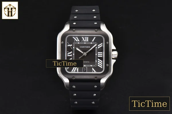 Foto frontal — Santos Large 40mm GF Black Dial Black Rubber Strap Miyota 9015