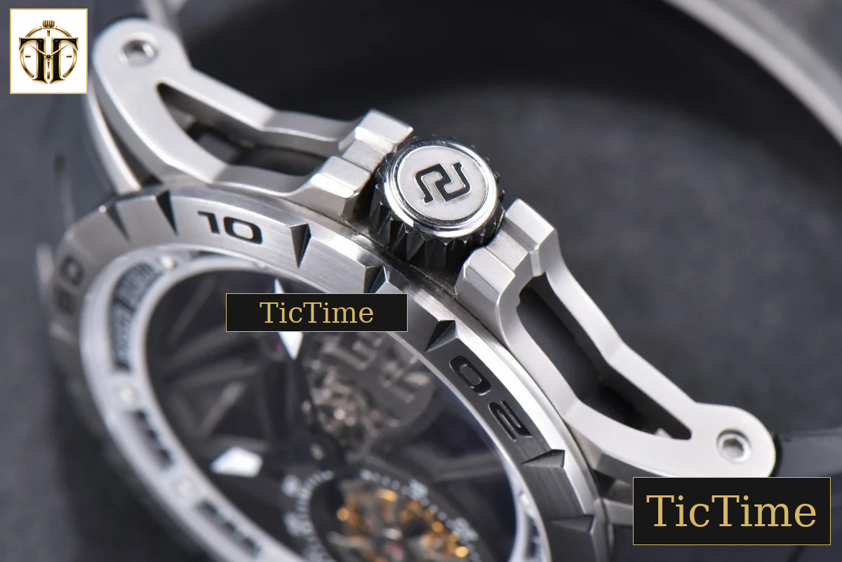 Excalibur Sports Tourbillon 46mm JBF Titanium Skeleton Dial Black Crown Black Rubber Strap — foto 13