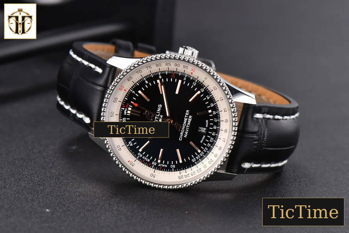 Navitimer 41mm V7F Black Dial Black Leather Strap A2824 — foto 15