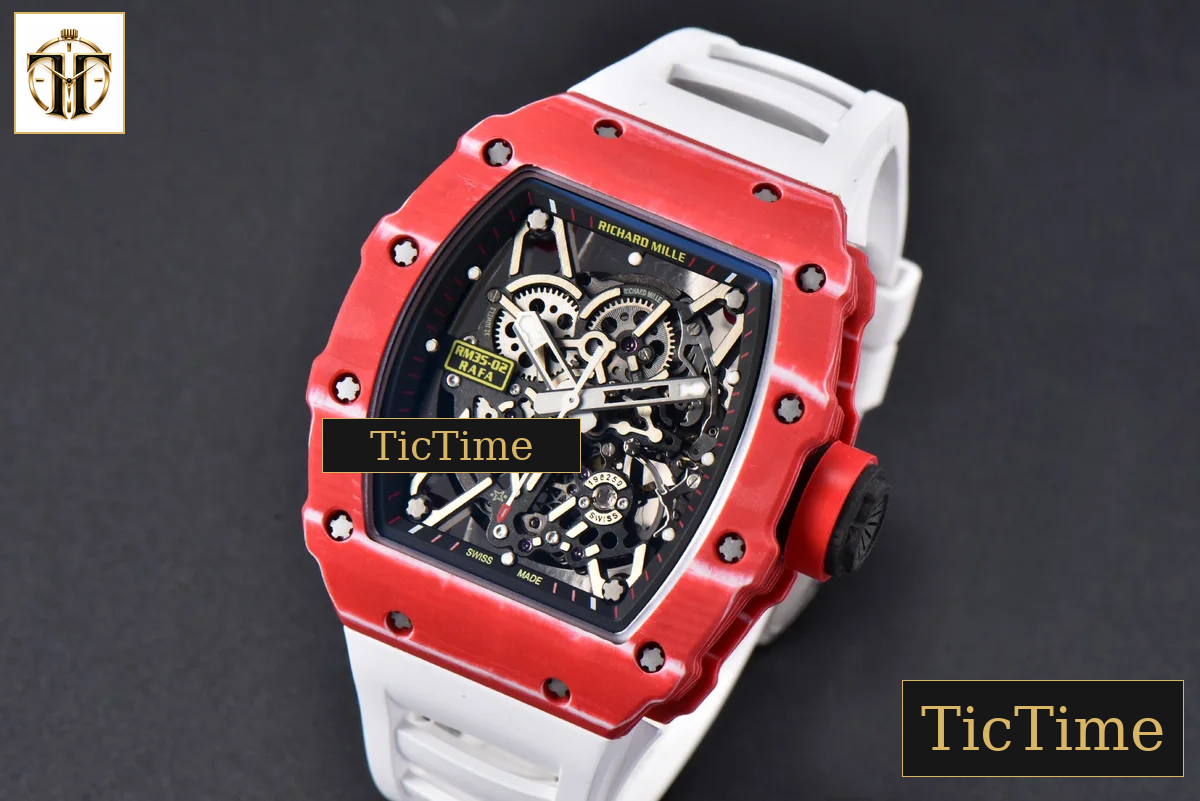 RM035-02 42mmx50mm ZF Red Carbon Dial white Rubber Strap V5 NH05A — foto 4