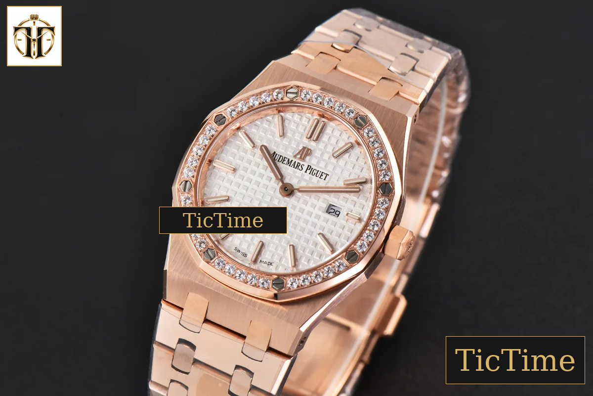 Royal Oak Ladies 33mm 8F RG Diamond White Dial RG Bracelet Swiss Quartz — foto 5