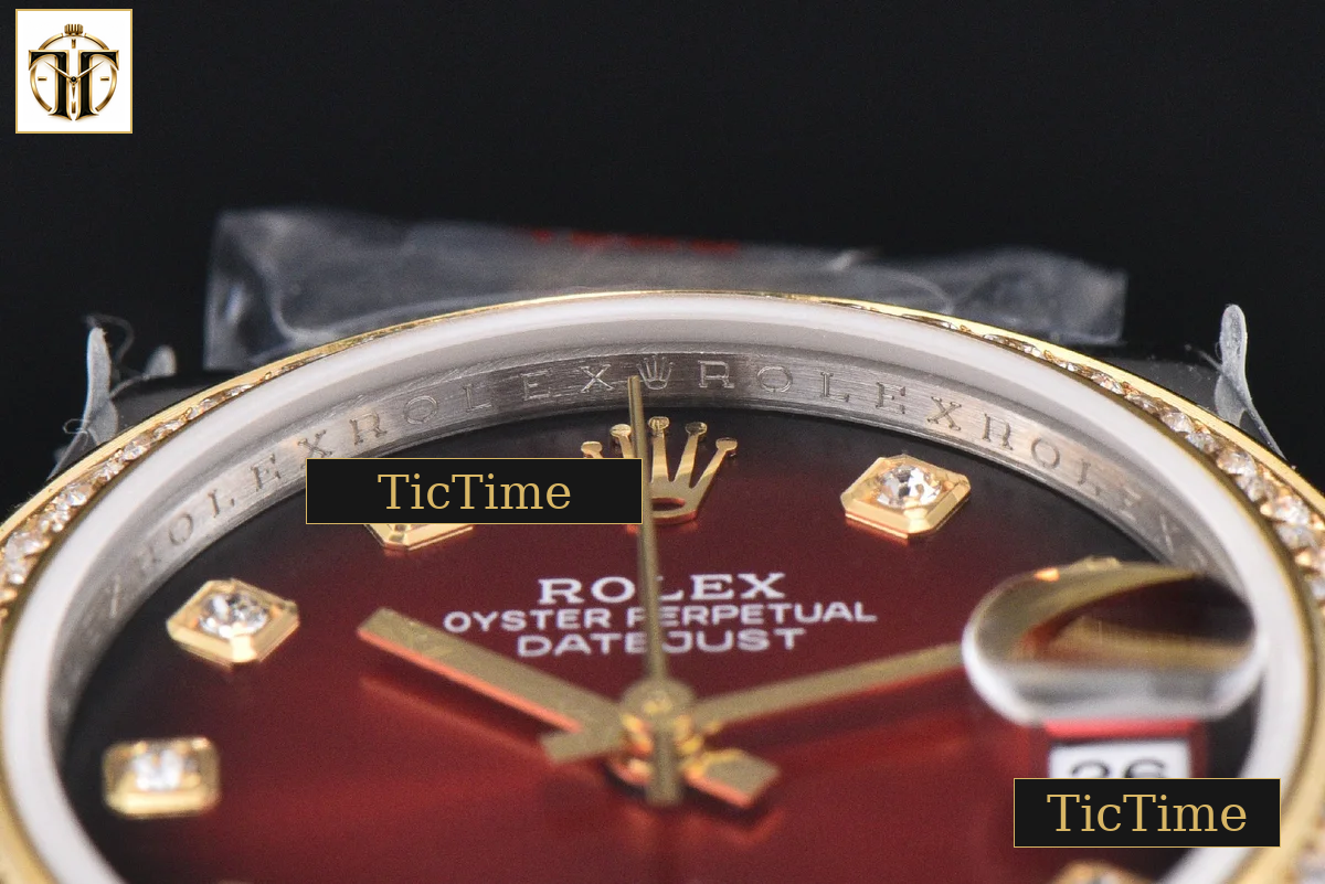 DateJust 904L 31mm GMF Diamond Bezel Red Dial Diamond Marker YG/SS Jubilee Bracelet A2824 — foto 14