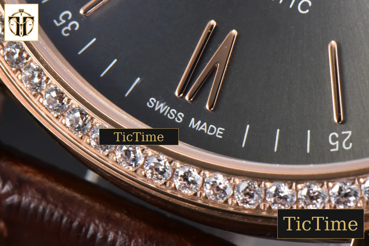 Portofino 40mm V7F RG Diamond Gray Dial RG Marker Brown Leather Strap A2892 — foto 8