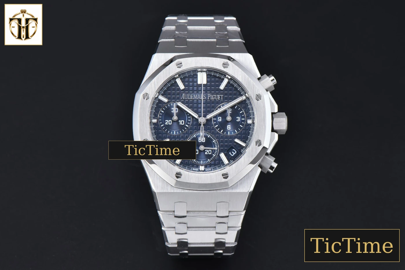 Vista frontal — Royal Oak Chronograph 26240 41mm APSF Blue Checkered Blue Subdial SS Bracelet V1 SH4401