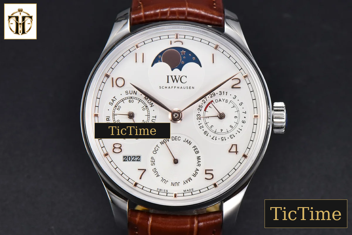 Portugieser Perpetual Calendar IW5033 42mm APSF SS White Dial Brown Leather Strap A52610 — foto 2