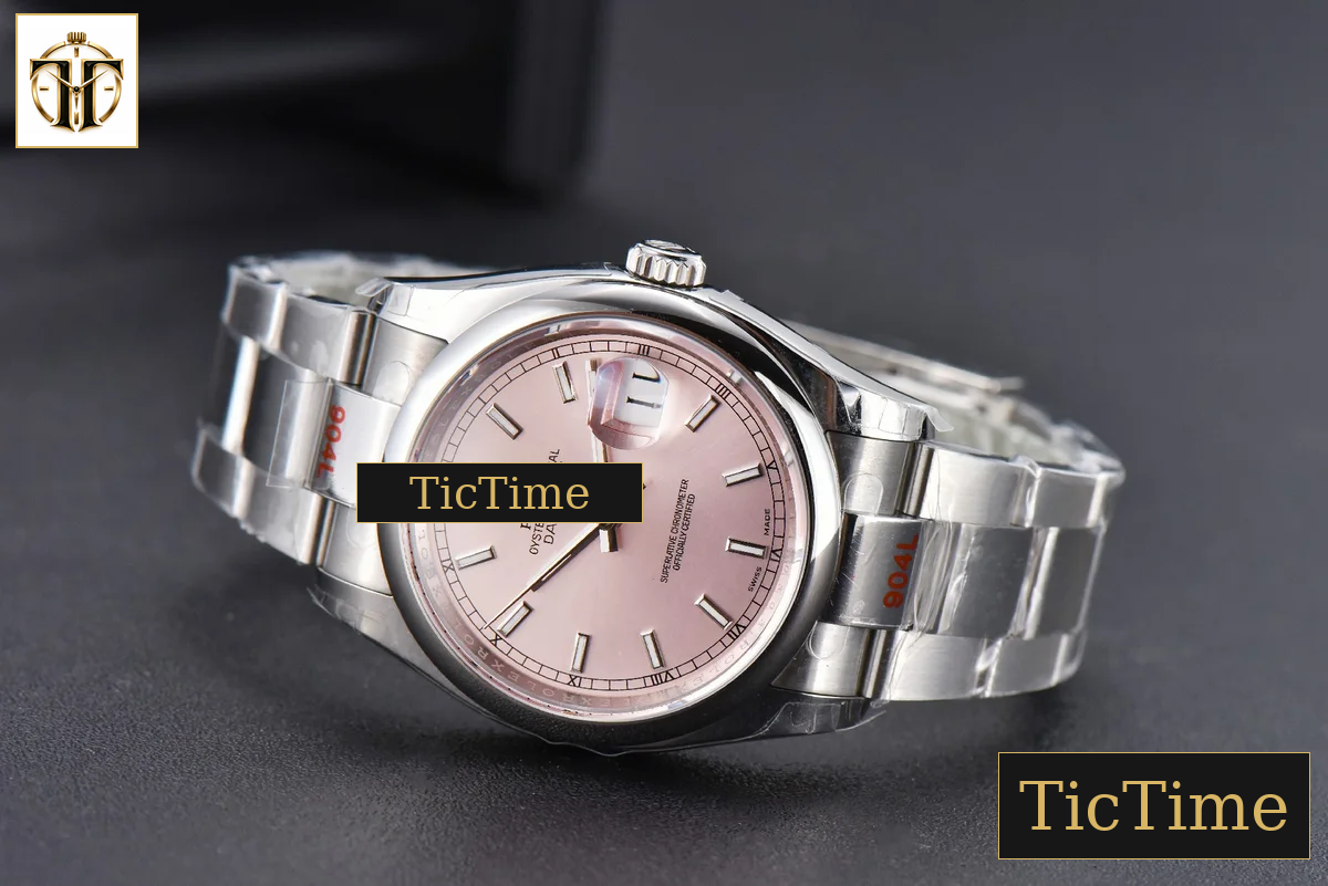 DateJust 36mm GMF SS Smooth Bezel Pink Dial Lume Marker Oyster Bracelet VR3235 — foto 16