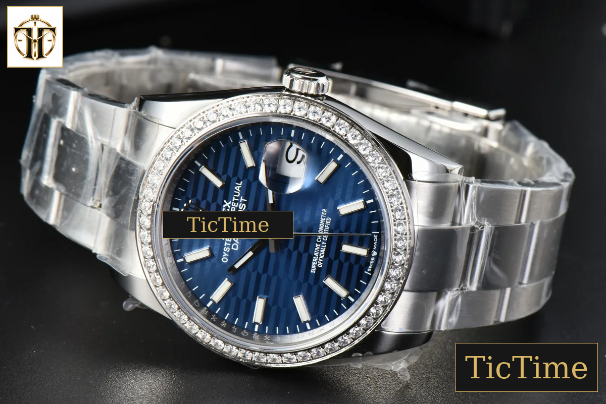 DateJust 36mm BPF Diamond Blue Motif Dial Oyster Bracelet A2824 — foto 16