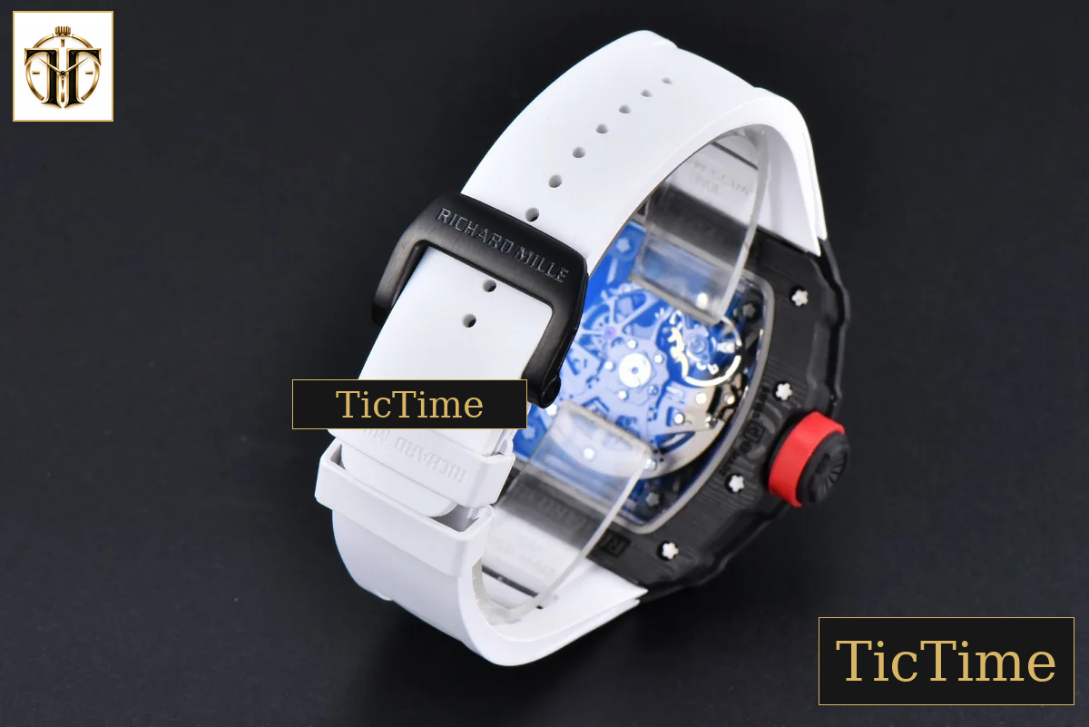 RM035-02 42mm T+F Black Forged Carbon Skeleton Dial Red Crown White Rubber Strap RMUL2 — foto 16