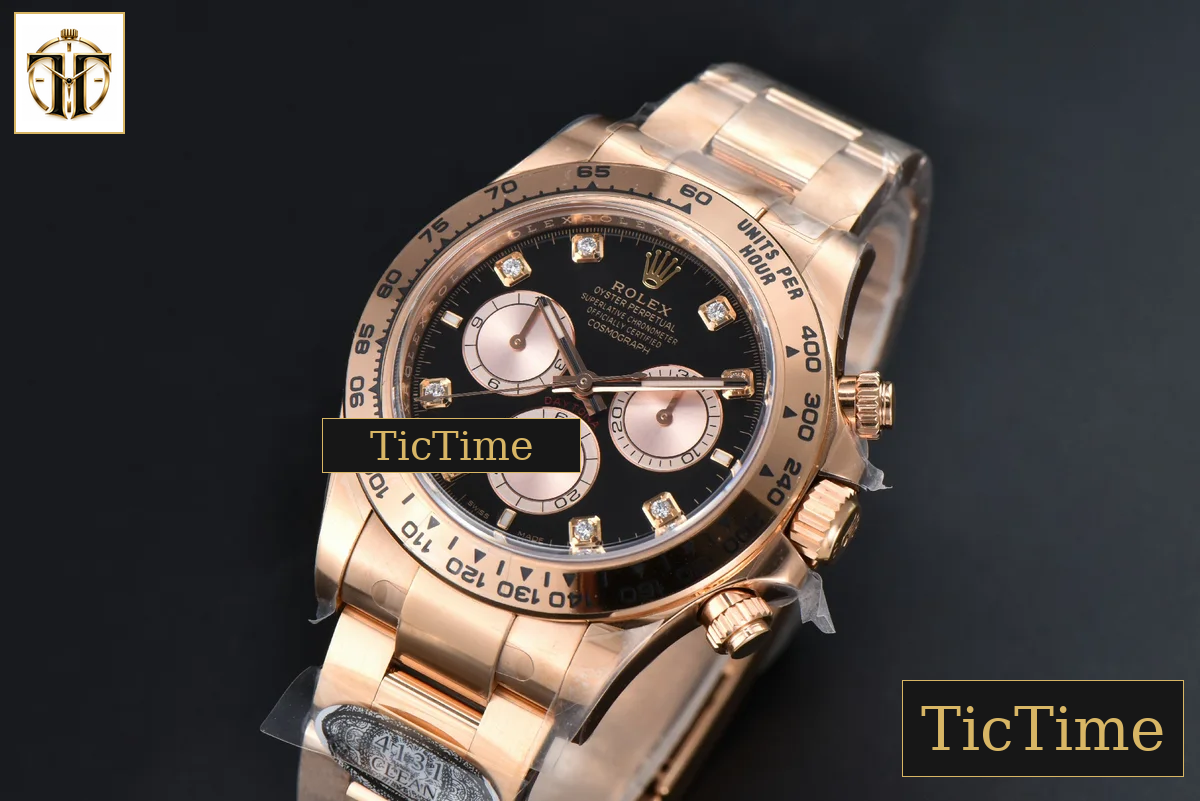 Daytona 126505 40mm Clean Factory RG Black Dial RG Subdial Diamond Marker RG Bracelet SH4131 — foto 4