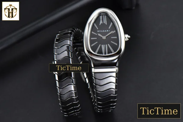 Foto frontal — Serpenti Spiga 35mm BVF SS Black Ceramic Black Dial Quartz