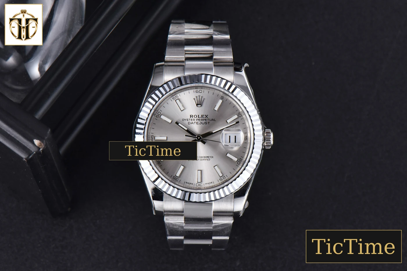Vista frontal — DateJust Fluted Bezel 126334 41mm VSF Silver Dial Oyster Bracelet VS3235