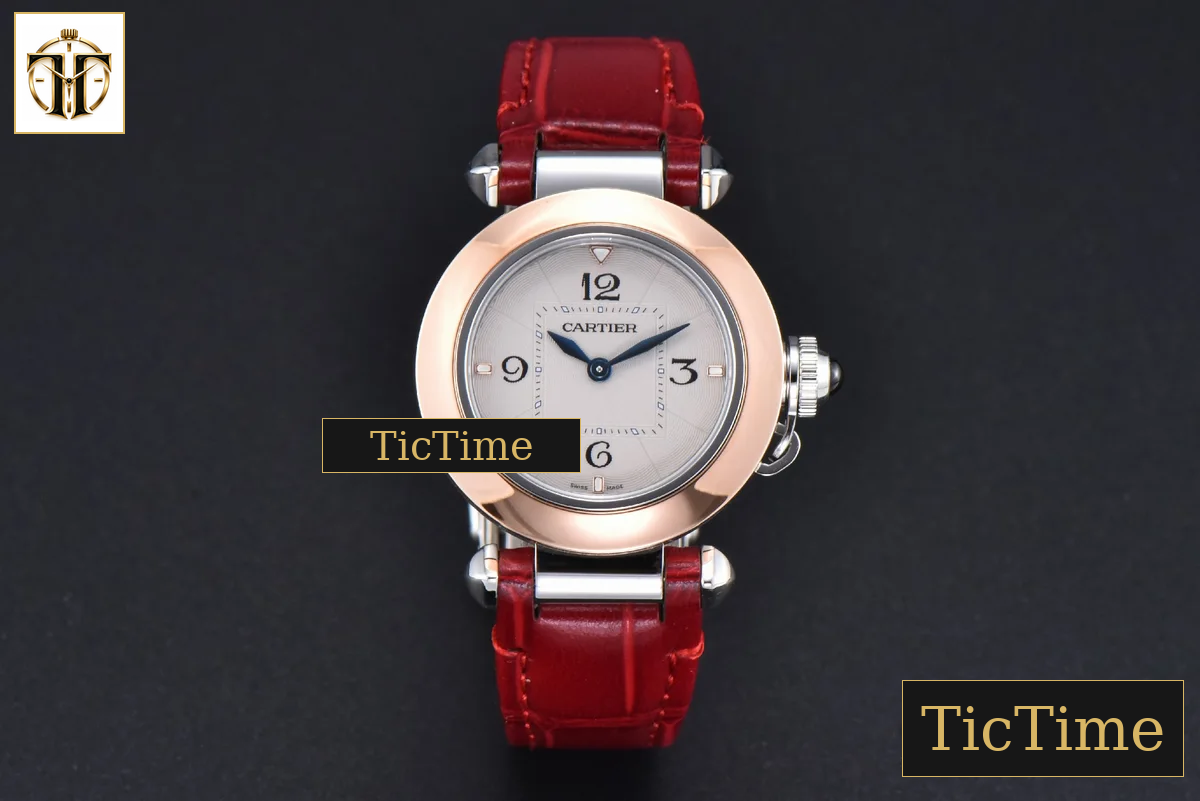 Pasha Ladies 30mm AF RG White Dial Red Leather Strap Jap Quartz — foto 3