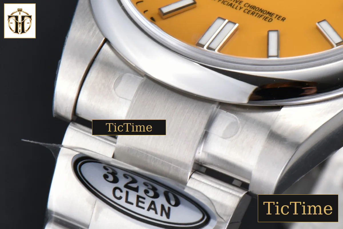 Oyster Perpetual 904L 124300 41mm Clean Factory Yellow Dial SS Bracelet VR3230 — foto 10