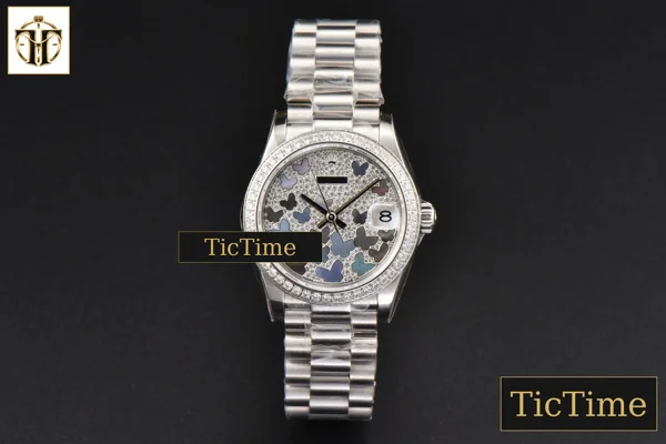 Foto frontal — DateJust Ladies 904L 31mm WF Diamond Butterfly Dial President Bracelet A2671