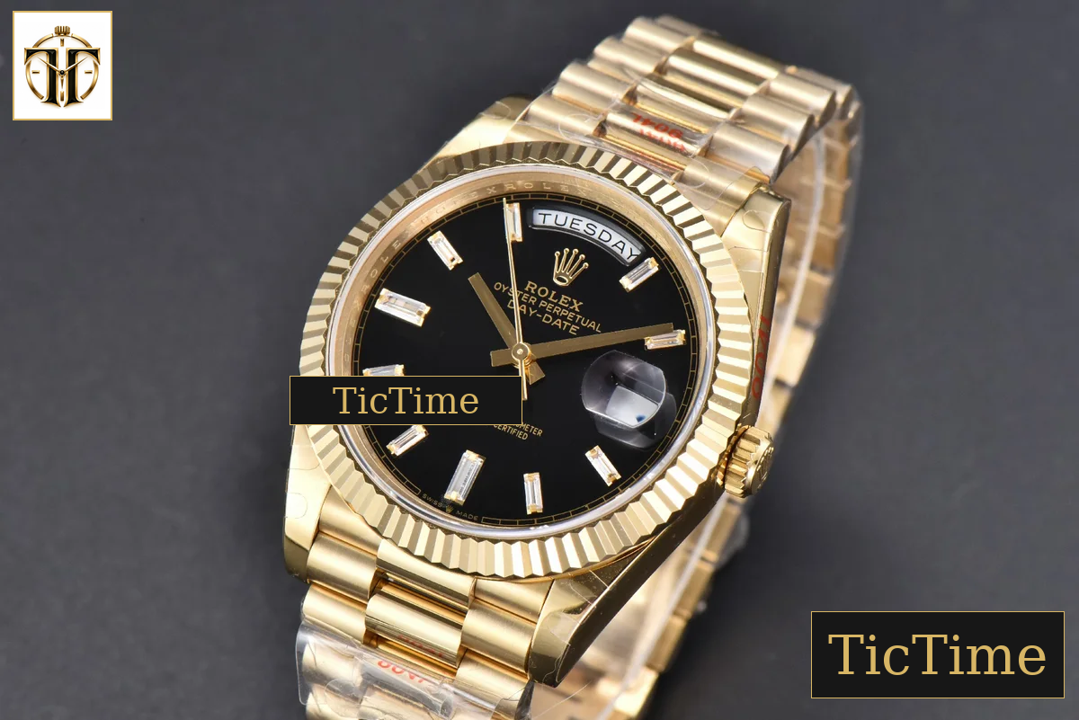 DayDate 40mm GMF YG Black Dial Diamond Marker President Bracelet A3235 — foto 4