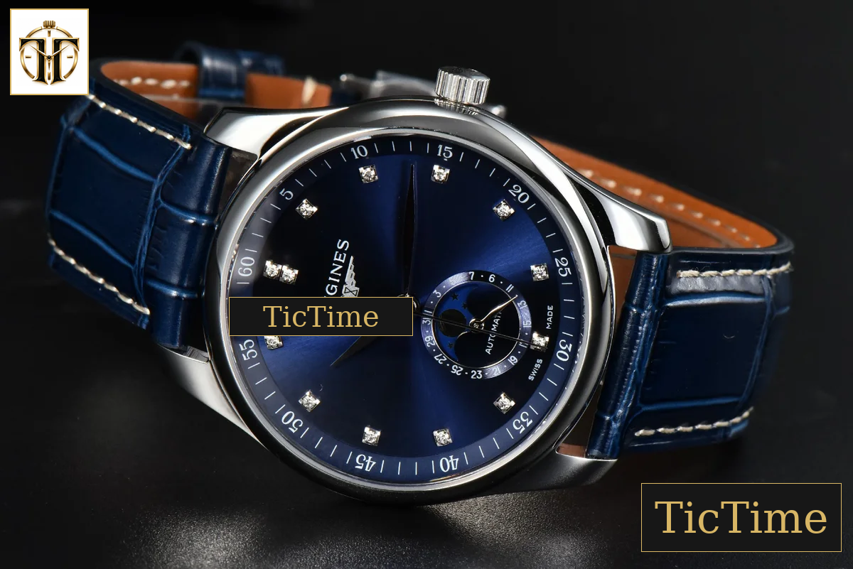 Master Moonphase 40mm GF Blue Dial Diamond Marker Blue Leather Strap A899 — foto 11