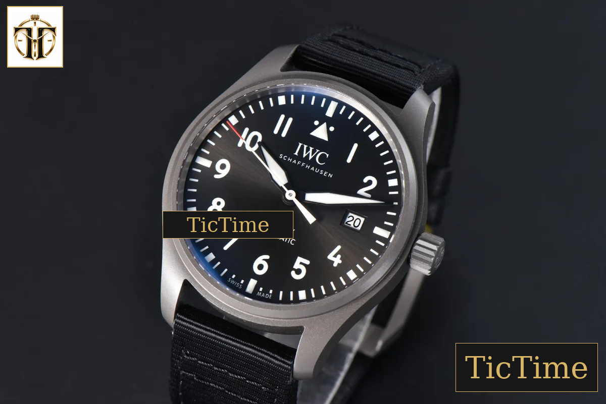 Mark XX Ti Case IWC328201 40mm V7F Black Dial Black Leather Strap A2892 — foto 3