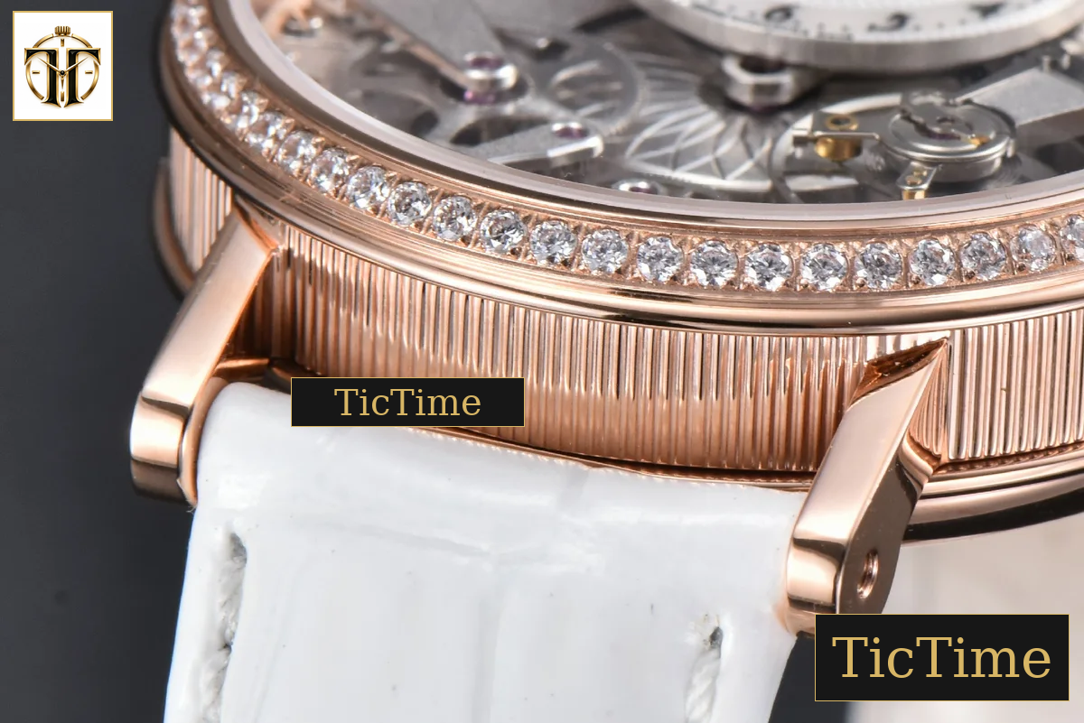 Tradition 7038BR 40mm ZF RG Diamond Gray Dial Silver Subdial White Leather Strap A505 — foto 8