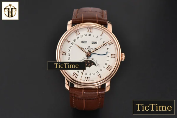 Foto frontal — Villeret Complicated Function 6654 40mm OMF RG White Dial Brown Leather Strap V3 A6654